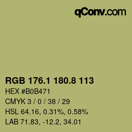 Color code: RGB 176.1 180.8 113 | qconv.com