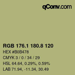 カラーコード: RGB 176.1 180.8 120 | qconv.com