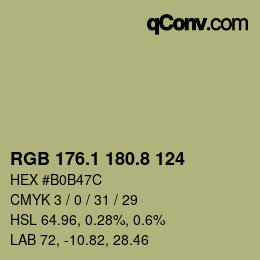 カラーコード: RGB 176.1 180.8 124 | qconv.com