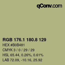 Color code: RGB 176.1 180.8 129 | qconv.com