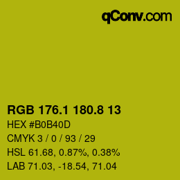 カラーコード: RGB 176.1 180.8 13 | qconv.com