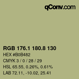 カラーコード: RGB 176.1 180.8 130 | qconv.com