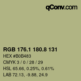 カラーコード: RGB 176.1 180.8 131 | qconv.com