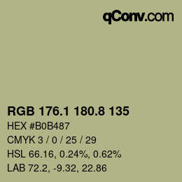 Color code: RGB 176.1 180.8 135 | qconv.com
