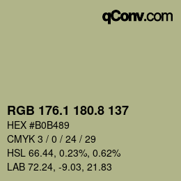 Color code: RGB 176.1 180.8 137 | qconv.com