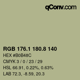 Color code: RGB 176.1 180.8 140 | qconv.com
