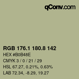 Farbcode: RGB 176.1 180.8 142 | qconv.com