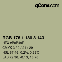 Farbcode: RGB 176.1 180.8 143 | qconv.com