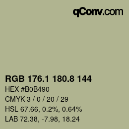 Farbcode: RGB 176.1 180.8 144 | qconv.com