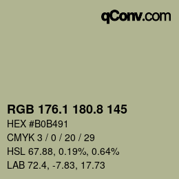 カラーコード: RGB 176.1 180.8 145 | qconv.com