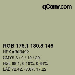 カラーコード: RGB 176.1 180.8 146 | qconv.com