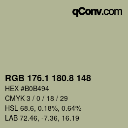 カラーコード: RGB 176.1 180.8 148 | qconv.com