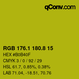 カラーコード: RGB 176.1 180.8 15 | qconv.com