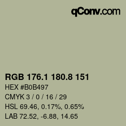 Color code: RGB 176.1 180.8 151 | qconv.com