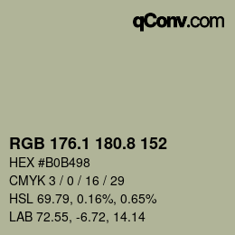 Color code: RGB 176.1 180.8 152 | qconv.com