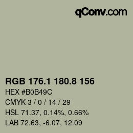 Color code: RGB 176.1 180.8 156 | qconv.com