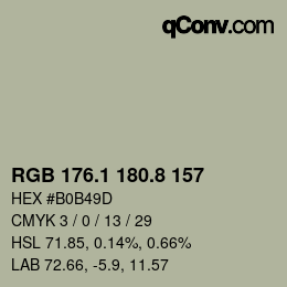 カラーコード: RGB 176.1 180.8 157 | qconv.com