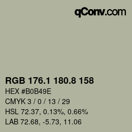 Color code: RGB 176.1 180.8 158 | qconv.com