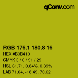 カラーコード: RGB 176.1 180.8 16 | qconv.com