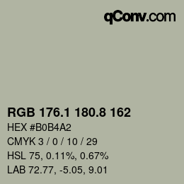カラーコード: RGB 176.1 180.8 162 | qconv.com