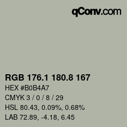 カラーコード: RGB 176.1 180.8 167 | qconv.com