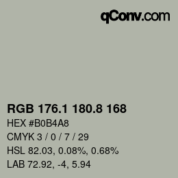 Color code: RGB 176.1 180.8 168 | qconv.com