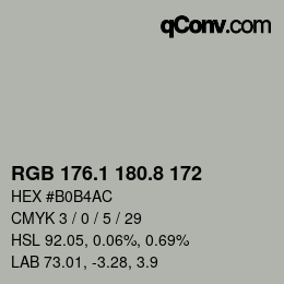 カラーコード: RGB 176.1 180.8 172 | qconv.com