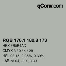 Color code: RGB 176.1 180.8 173 | qconv.com