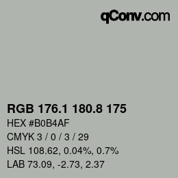 カラーコード: RGB 176.1 180.8 175 | qconv.com