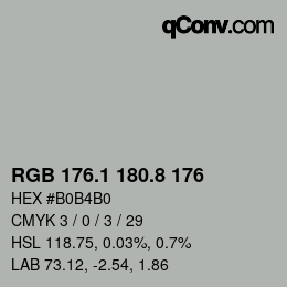 Color code: RGB 176.1 180.8 176 | qconv.com