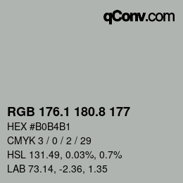 カラーコード: RGB 176.1 180.8 177 | qconv.com