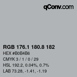 Color code: RGB 176.1 180.8 182 | qconv.com