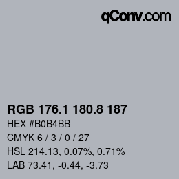 Color code: RGB 176.1 180.8 187 | qconv.com