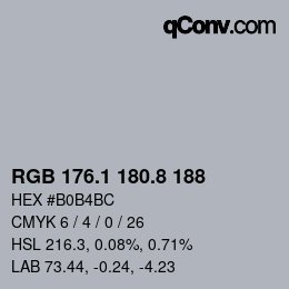 Color code: RGB 176.1 180.8 188 | qconv.com