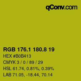 カラーコード: RGB 176.1 180.8 19 | qconv.com