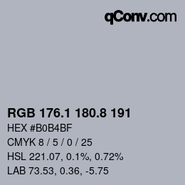 Color code: RGB 176.1 180.8 191 | qconv.com