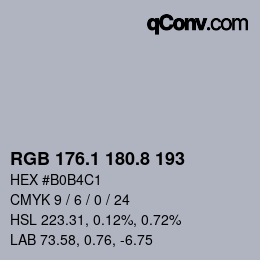 カラーコード: RGB 176.1 180.8 193 | qconv.com