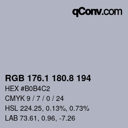 カラーコード: RGB 176.1 180.8 194 | qconv.com