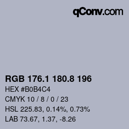 Color code: RGB 176.1 180.8 196 | qconv.com