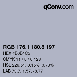 Color code: RGB 176.1 180.8 197 | qconv.com