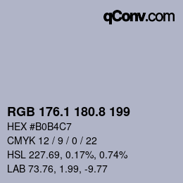 Color code: RGB 176.1 180.8 199 | qconv.com