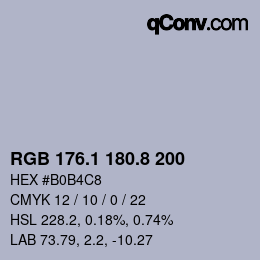 Color code: RGB 176.1 180.8 200 | qconv.com