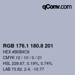 Color code: RGB 176.1 180.8 201 | qconv.com