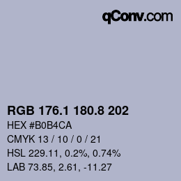Color code: RGB 176.1 180.8 202 | qconv.com