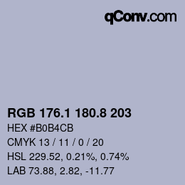 Color code: RGB 176.1 180.8 203 | qconv.com