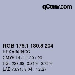 カラーコード: RGB 176.1 180.8 204 | qconv.com