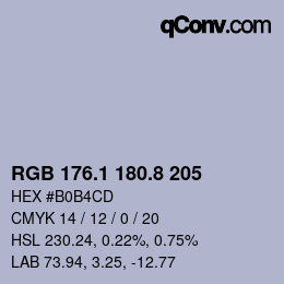 カラーコード: RGB 176.1 180.8 205 | qconv.com