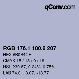 Farbcode: RGB 176.1 180.8 207 | qconv.com