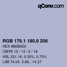 Color code: RGB 176.1 180.8 208 | qconv.com