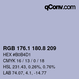 カラーコード: RGB 176.1 180.8 209 | qconv.com